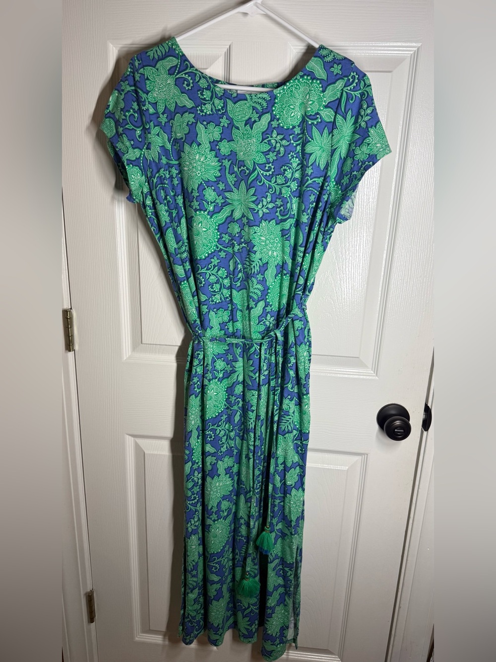 J. Jill Blue and Green Floral Maxi Dress